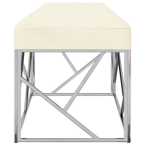 vidaXL Banco de acero inoxidable y terciopelo crema 97 cm