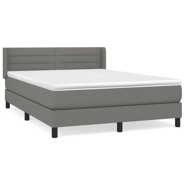 vidaXL Cama box spring con colch&oacute;n tela gris oscuro 140x190 cm