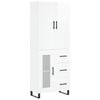 vidaXL Aparador alto madera contrachapada blanco brillo 69,5x34x180 cm