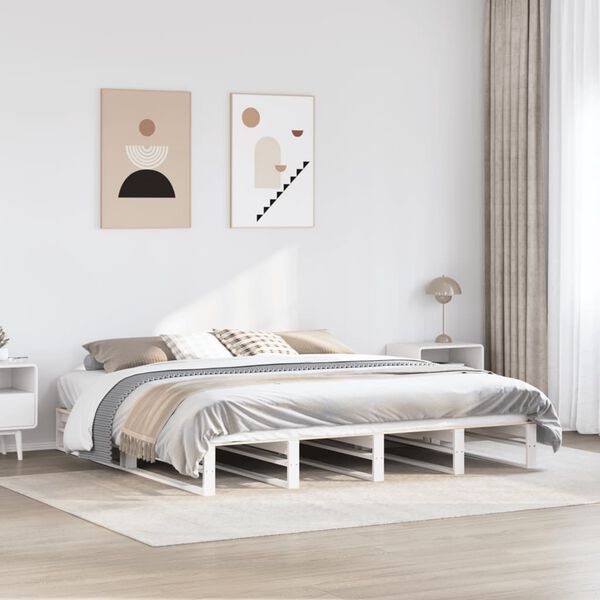 vidaXL Cama sin colch&oacute;n madera maciza de pino blanca 180x200 cm