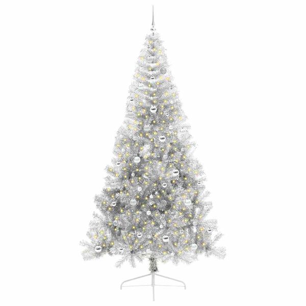 vidaXL &Aacute;rbol de Navidad Artificial Preiluminado Plateado 240 cm PET