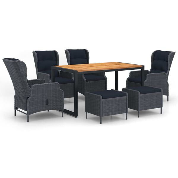 vidaXL Juego de comedor para jard&iacute;n de 7 piezas gris oscuro