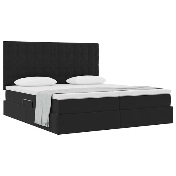 vidaXL Cama con almacenamiento Negro 200 x 200 cm Terciopelo