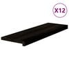vidaXL Pelda&ntilde;os de escalera 12 uds madera maciza roble marr&oacute;n negro