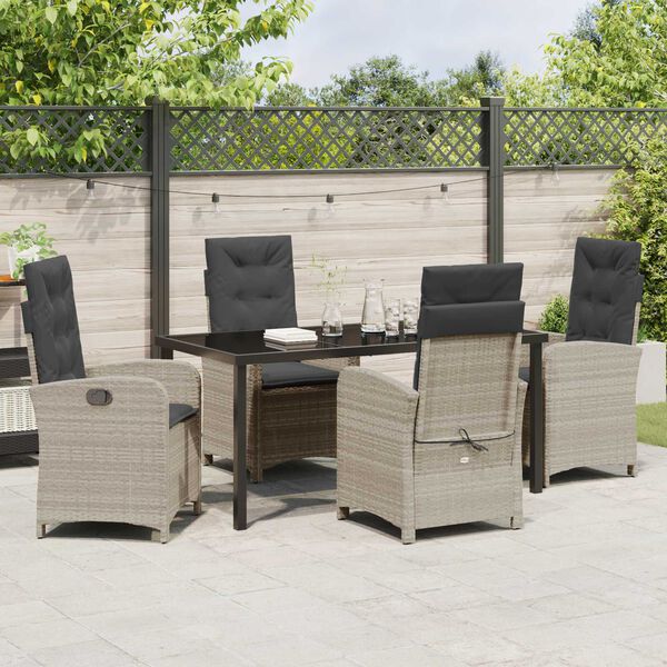 vidaXL Conjunto de Comedor de Jard&iacute;n 5 pcs Gris Claro rat&aacute;n sint&eacute;tico