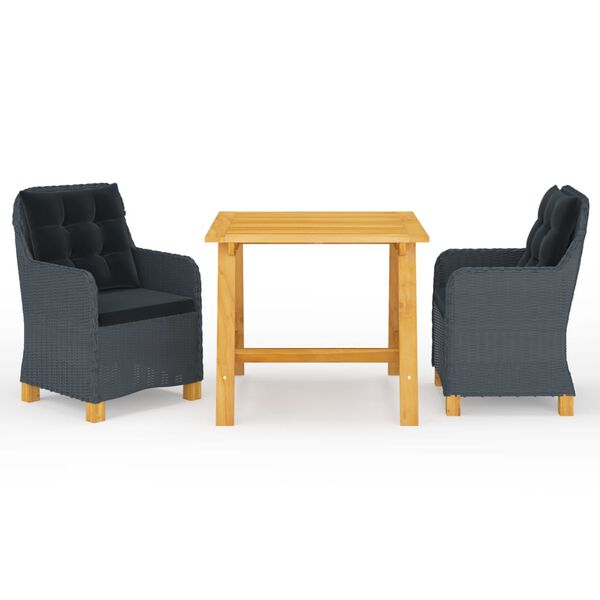 vidaXL Juego de comedor para jardín 3 piezas gris oscuro