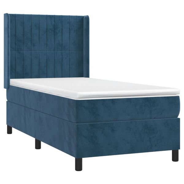 vidaXL Cama box spring con colchón terciopelo azul oscuro 90x190 cm