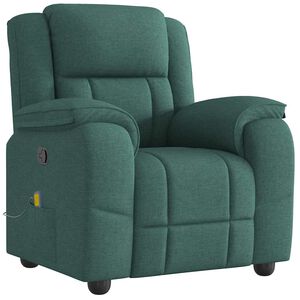 vidaXL Sillón de masaje reclinable de tela verde oscuro