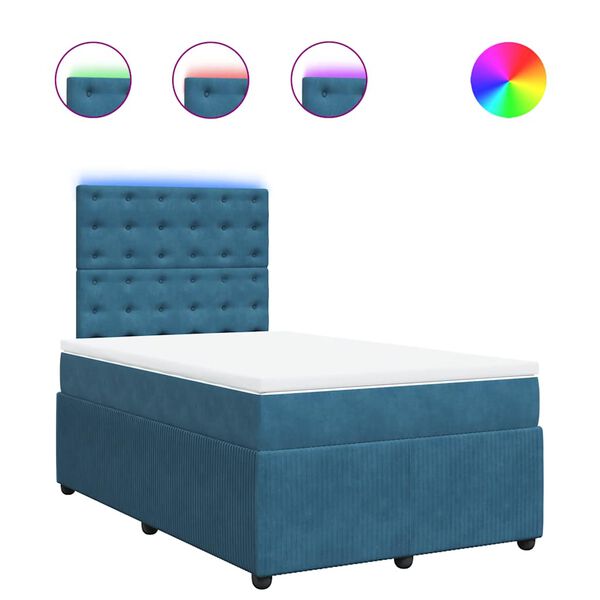 vidaXL Cama box spring con colch&oacute;n terciopelo azul 120x200 cm