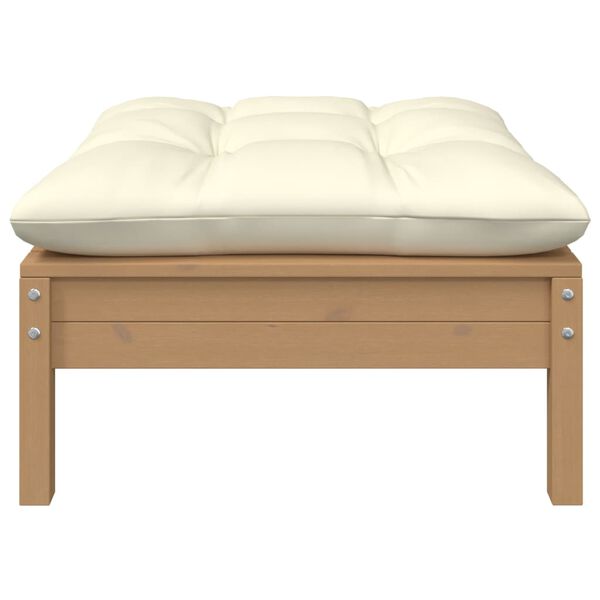 vidaXL Reposapi&eacute;s de jard&iacute;n y coj&iacute;n crema madera maciza de pino