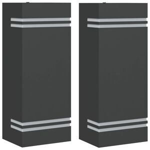 vidaXL Apliques de exterior 2 unidades acero inoxidable negro