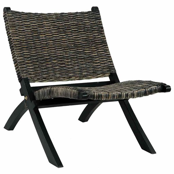 vidaXL Silla de ratán kubu natural y madera maciza de caoba negra
