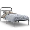 vidaXL Estructura cama sin colch&oacute;n con cabecero metal negro 90x190 cm