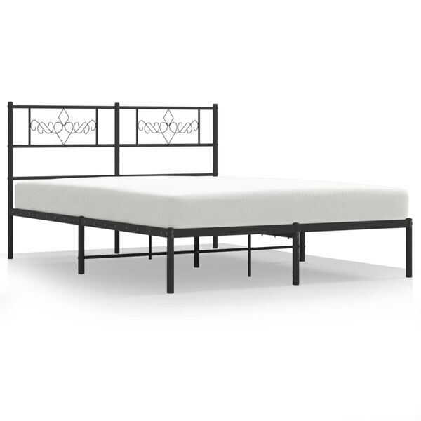 vidaXL Estructura cama sin colch&oacute;n con cabecero metal negro 120x200 cm
