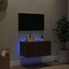 vidaXL Mueble de TV de pared con luces LED roble marr&oacute;n 60x35x31 cm