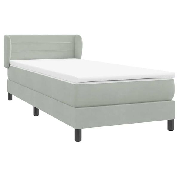 vidaXL Cama box spring con colch&oacute;n terciopelo gris claro 80x210 cm