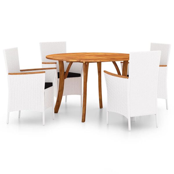 vidaXL Juego de comedor para jard&iacute;n 5 piezas blanco