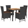 vidaXL Set de muebles jard&iacute;n 5 pzas con cojines rat&aacute;n sint&eacute;tico negro