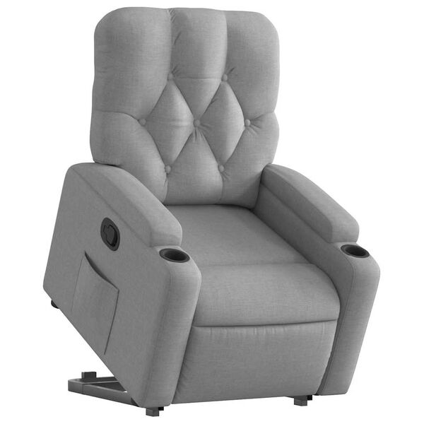 vidaXL Sill&oacute;n reclinable elevable de tela gris claro