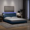 vidaXL Estructura de cama con LED sin colch&oacute;n Hvar tela azul 160x200 cm