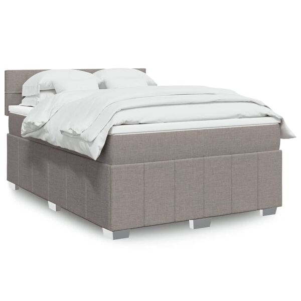 vidaXL Cama box spring con colch&oacute;n tela gris taupe 140x200 cm