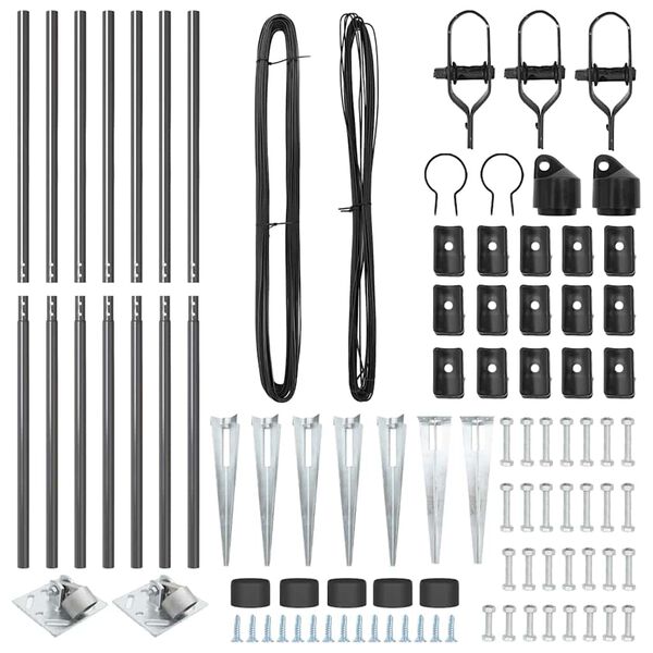 vidaXL Poste de Valla 7 pcs Gris Acero