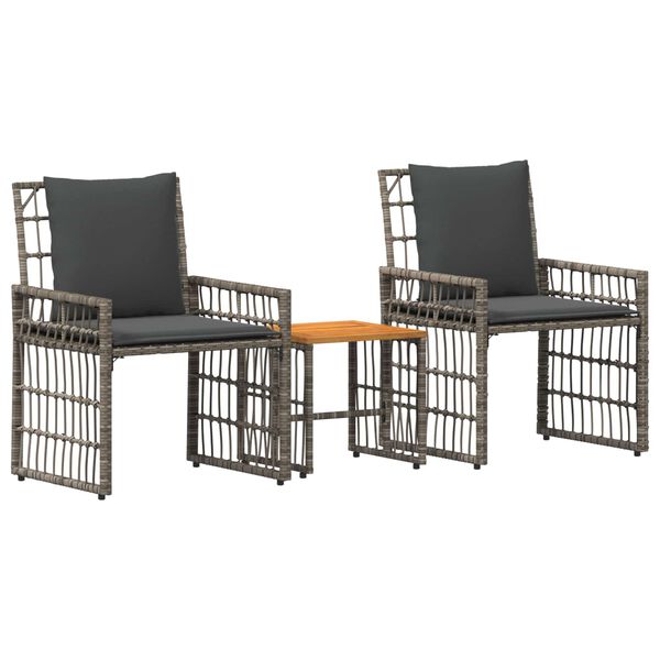 vidaXL Juego de muebles de exterior 3 pcs Negro y Gris oscuro