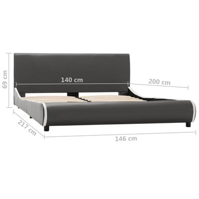 vidaXL Estructura de cama de cuero sintético gris antracita 140x200 cm