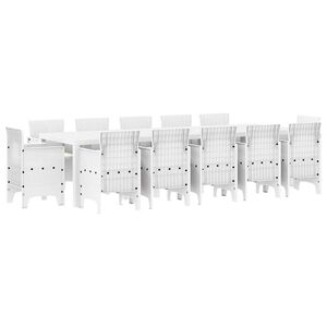 vidaXL Conjunto de Comedor de Jard&iacute;n con coj&iacute;n 13 pcs Blanco