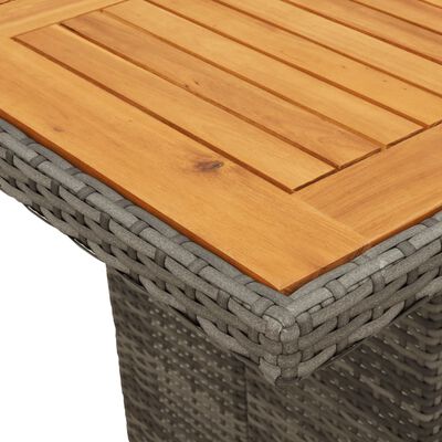 vidaXL Mesa de jardín superficie de madera ratán PE gris 190x80x74 cm