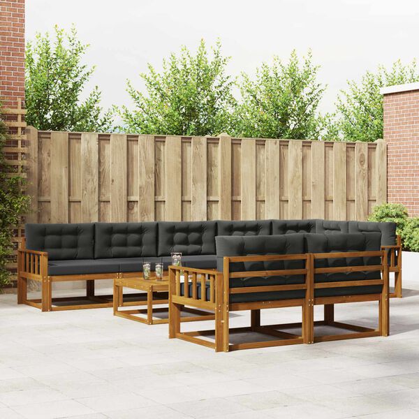 vidaXL Conjunto de sof&aacute;s de exterior 9 pcs Natural y Antracita