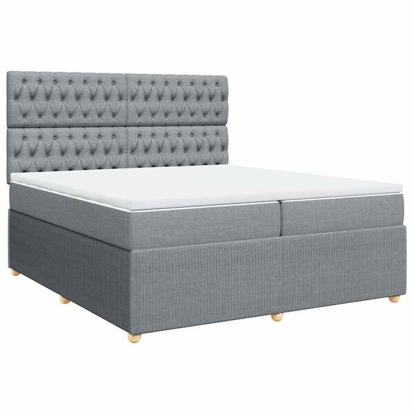vidaXL Cama box spring con colch&oacute;n tela gris claro 200x200 cm