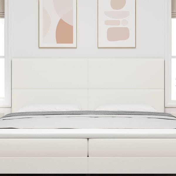 vidaXL Cabecero LED con tira de luces LED Crema 200 cm Poli&eacute;ster