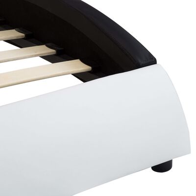 vidaXL Estructura cama con LED cuero sintético blanco negro 180x200 cm