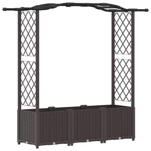 vidaXL Cama elevada con trellis y techo Marr&oacute;n 164 x 40 x 142 cm PP