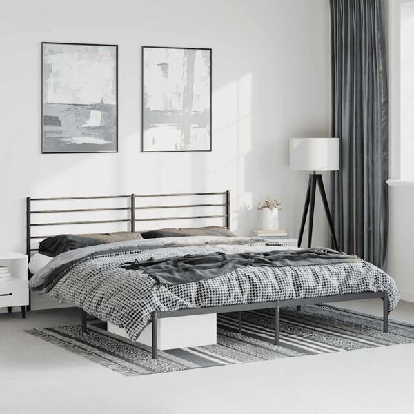 vidaXL Estructura cama sin colchón con cabecero metal negro 183x213 cm