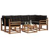 vidaXL Conjunto de sof&aacute;s de exterior con coj&iacute;n 7 pcs Natural y negro