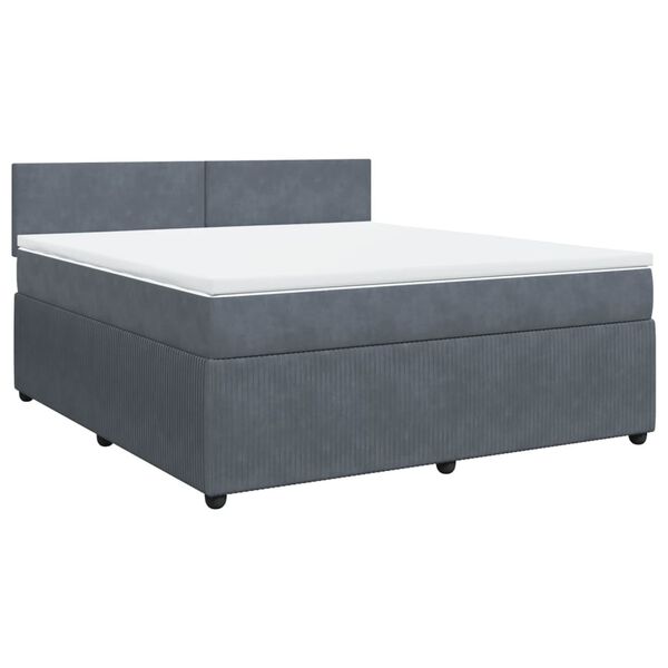 vidaXL Cama box spring con colch&oacute;n terciopelo gris oscuro 180x200 cm