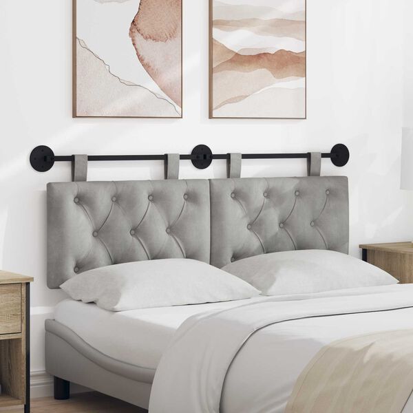 vidaXL Cabecera Colgante Gris Claro 150 x 55 x 7 cm Terciopelo