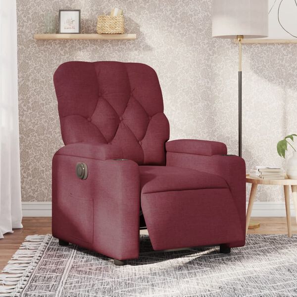 vidaXL Sill&oacute;n reclinable el&eacute;ctrico tela rojo tinto
