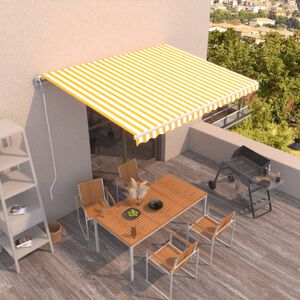 vidaXL Toldo retr&aacute;ctil autom&aacute;tico amarillo y blanco 400x350 cm
