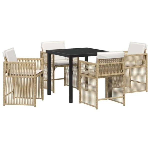 vidaXL Conjunto de Comedor de Jard&iacute;n 5 pcs Beige rat&aacute;n sint&eacute;tico