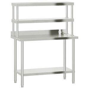 vidaXL Mesa de trabajo para cocina con estante acero inox 110x55x150cm
