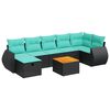 vidaXL Set de sof&aacute;s de jard&iacute;n y cojines 8 piezas rat&aacute;n sint&eacute;tico negro