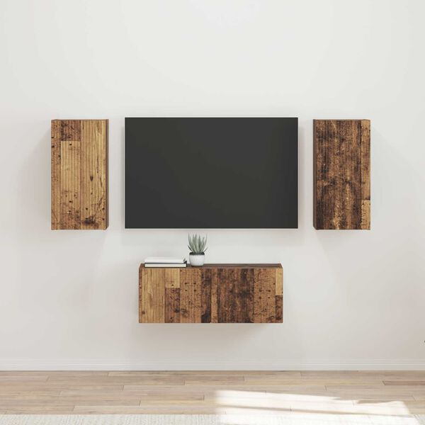 vidaXL Conjunto de mueble de TV Montaje en la pared 6 pcs Madera vieja