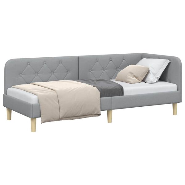 vidaXL Estructura de cama en esquina Gris Claro 80 x 200 cm tela