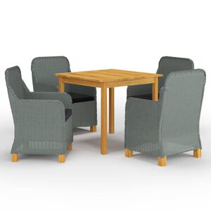 vidaXL Juego de comedor para jard&iacute;n de 5 piezas gris claro