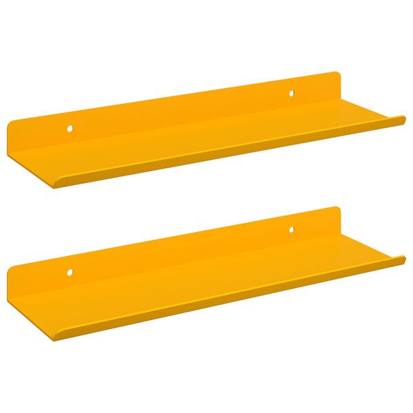 vidaXL Estante flotante 2 pcs Amarillo Mostaza 30 x 9 x 2,5 cm Acero