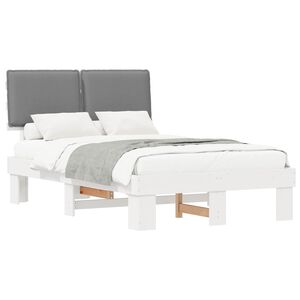 vidaXL Estructura de Cama con Cabecera Tapizada Gris Claro