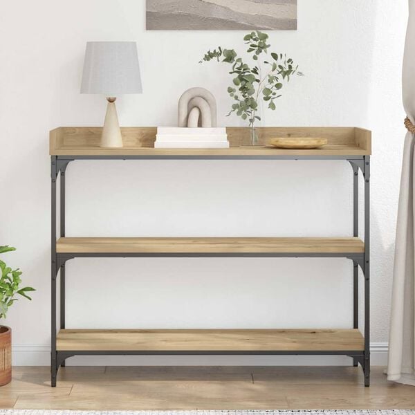 vidaXL Mesa Consola con estante Roble artisan 100 x 30 x 80 cm